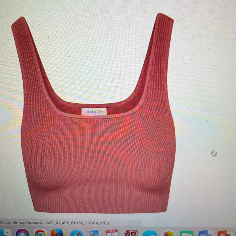 Aritzia babaton sculpt knit square neck cropped tank in sun-dried red